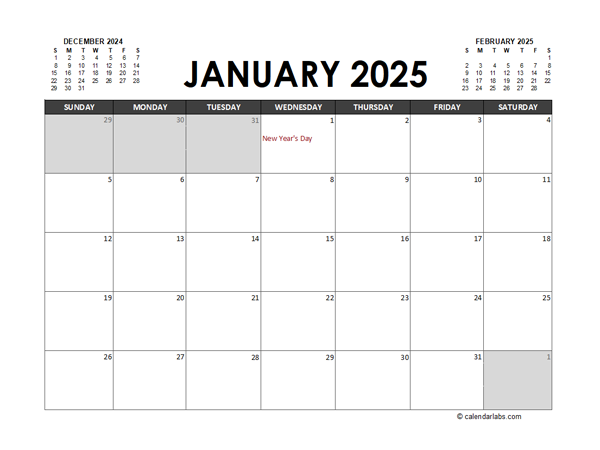 2025 Calendar Planner Canada Excel