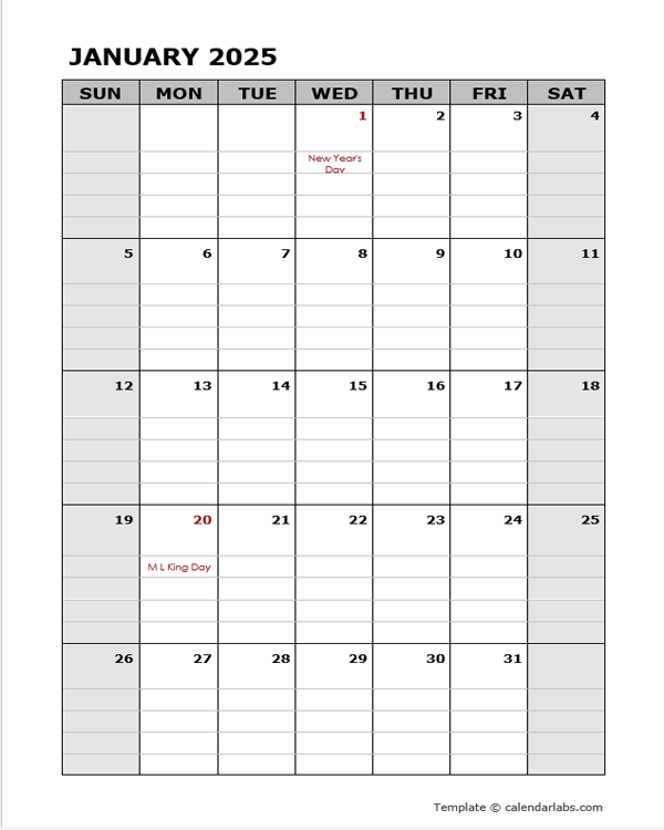 2025 Daily Planner Calendar Template