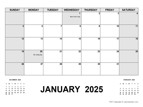 2025 Calendar With Holidays PDF