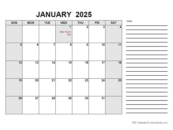 2025 Calendar with Ireland Holidays PDF