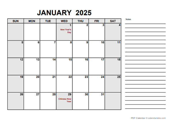 2025 Calendar with Philippines Holidays PDF