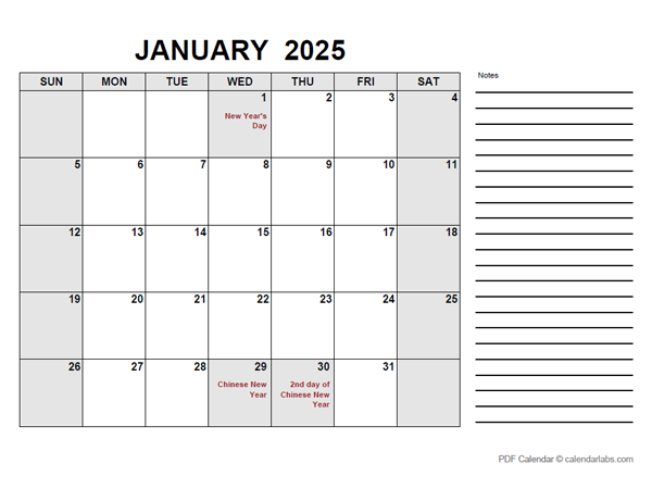 2025 Calendar with Singapore Holidays PDF
