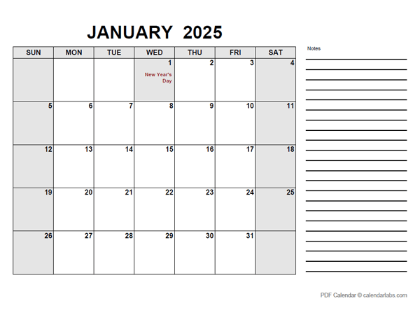 2025 Calendar with Thailand Holidays PDF