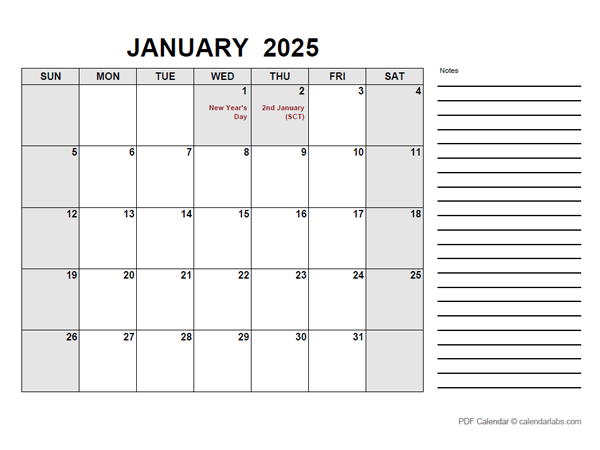 2025 Calendar with UK Holidays PDF