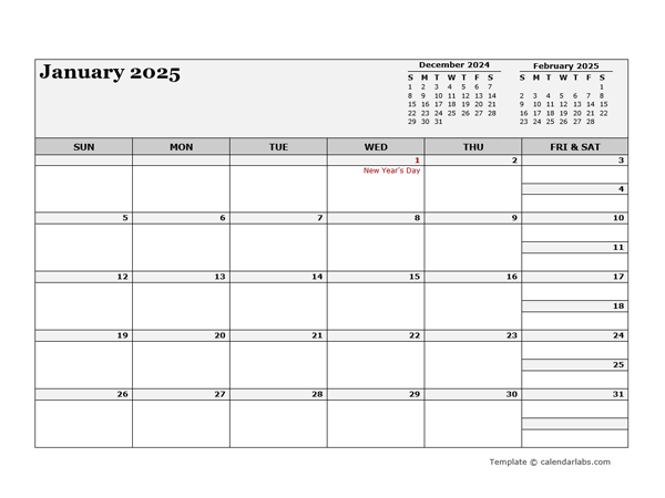 2025 Canada Calendar For Vacation Tracking