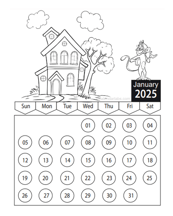 Free Printable Coloring Calendar 2025 Eugine Michelle