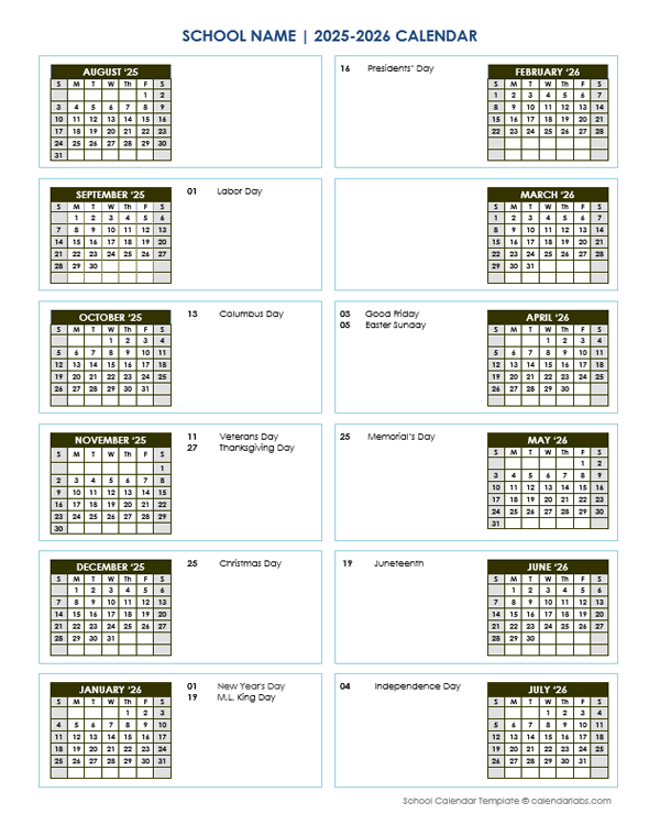 2025 Editable Yearly Calendar Aug-July