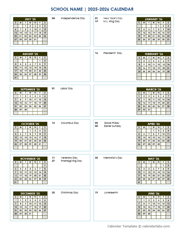 2025 Editable Yearly Calendar Jul-Jun