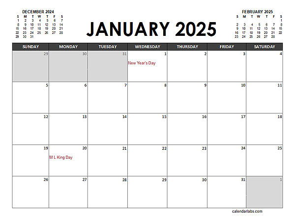 Free 2025 Excel Calendar Template