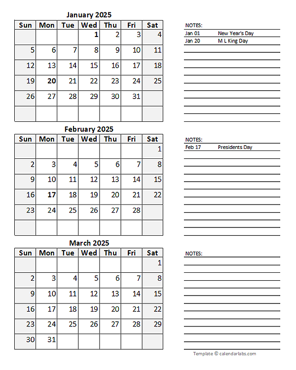 Free 2025 Quarterly Calendar Spreadsheet