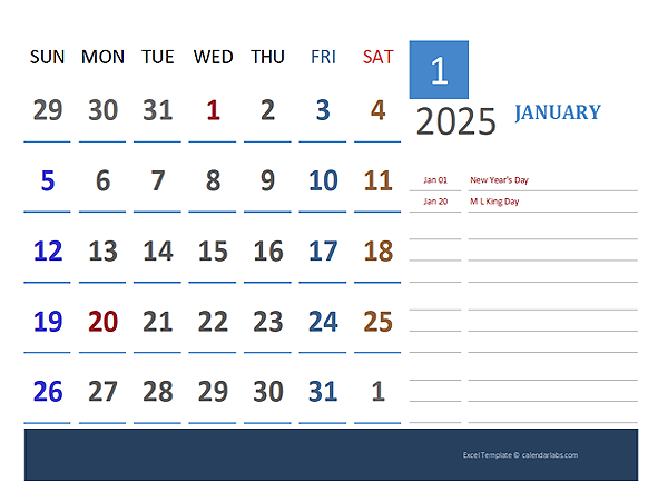 2025 Excel Calendar For Vacation Tracking