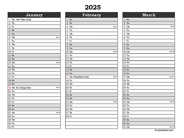 Editable 2025 Excel Three Month Calendar