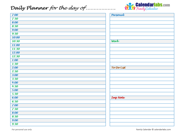2025 Family Daily Planner