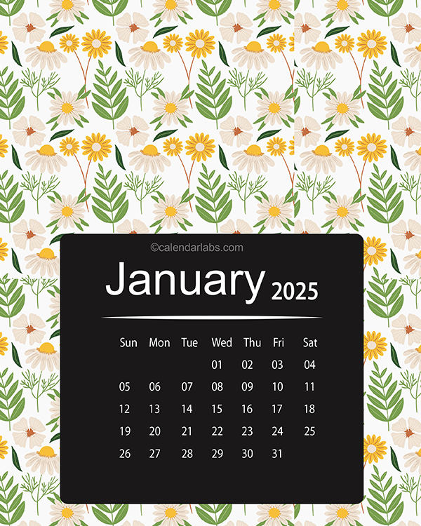 2025 Floral Printable Pattern Calendar