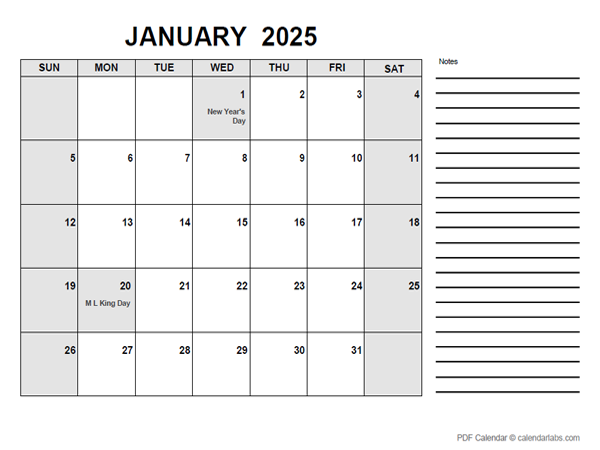 2025 Free Calendar PDF