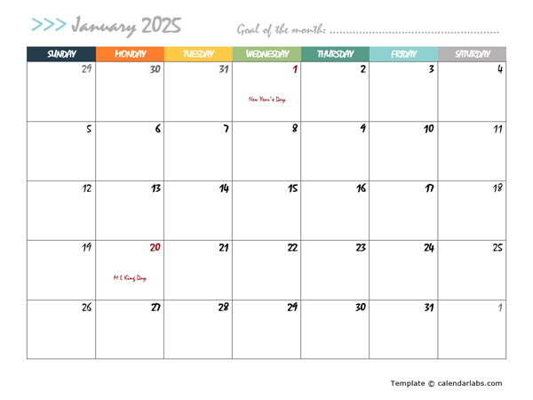 2025 Free Large Wall Calendar
