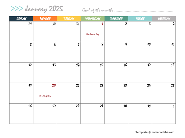 2025 Free Large Wall Calendar - Free Printable Templates