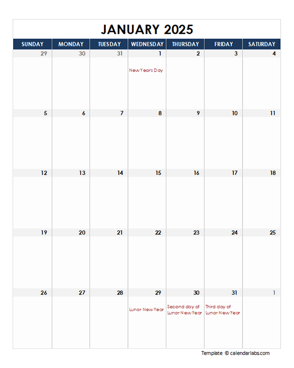 2025 Hong Kong Calendar Spreadsheet Template