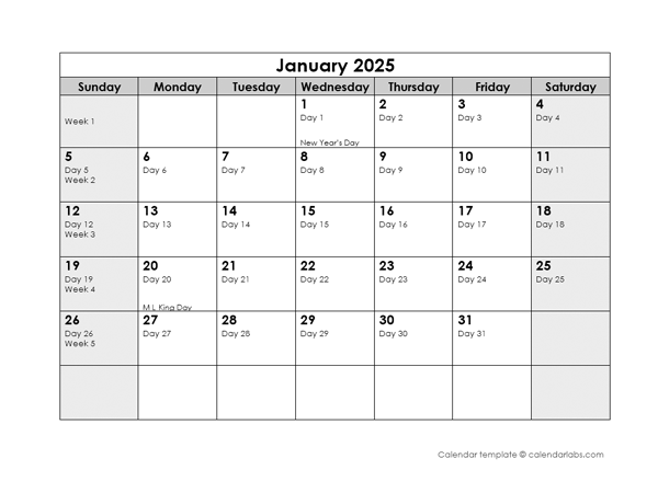 2025 Julian Calendar - Free Printable Templates