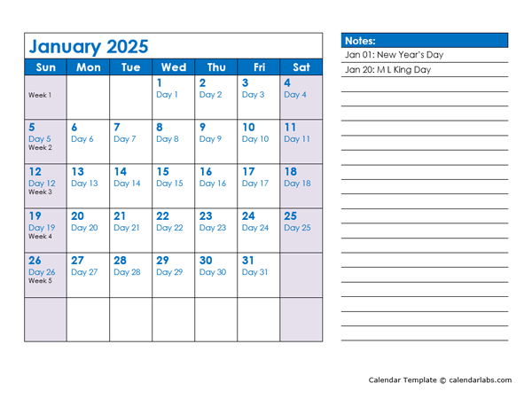 2025 Julian Date Calendar