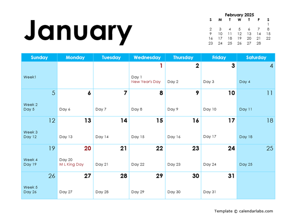 2025 Julian Monthly Calendar - Free Printable Templates