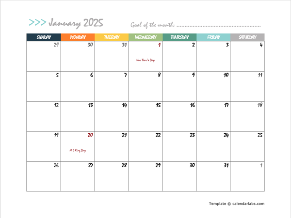 2025 Monthly Calendar Design