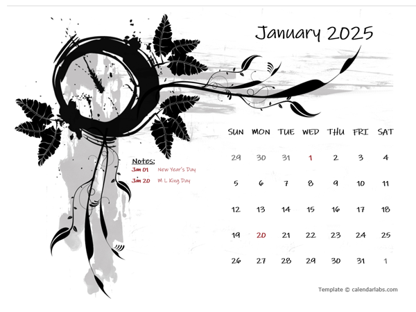 2025 Monthly Calendar Design Template