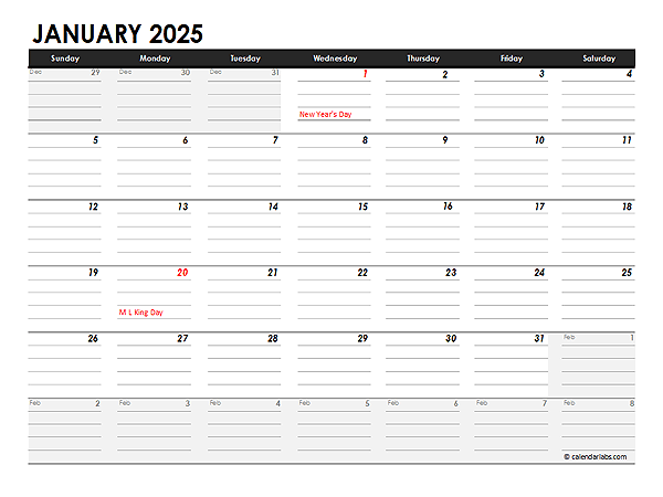 Editable 2025 Monthly Calendar Excel Template