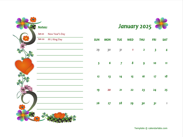 2025 Monthly Calendar Template Design