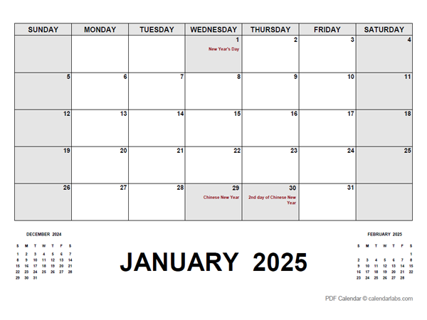 2025 Monthly Planner with Singapore Holidays