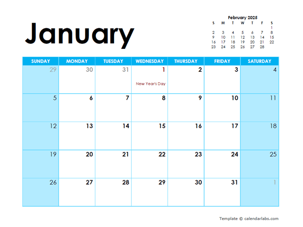 2025 Netherlands Monthly Calendar Colorful Design
