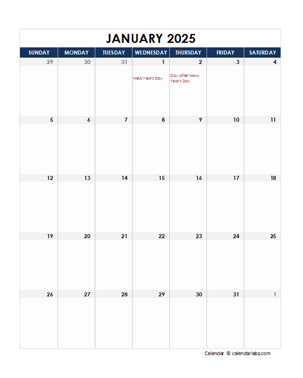 2025 New Zealand Calendar Spreadsheet Template