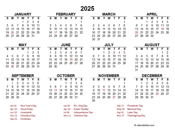 2025 PDF Calendar Free