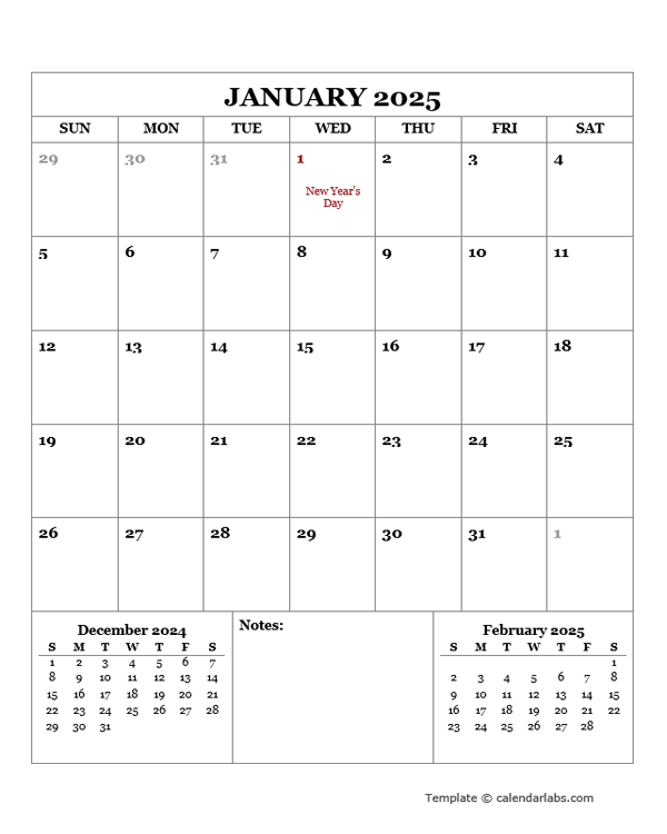 Calendar Labs Monthly Printable 2025 Maiga Gwenette