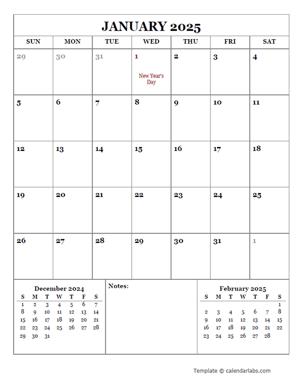 2025 Printable Calendar with Ireland Holidays