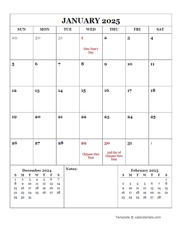 2025 Printable Calendar with Malaysia Holidays