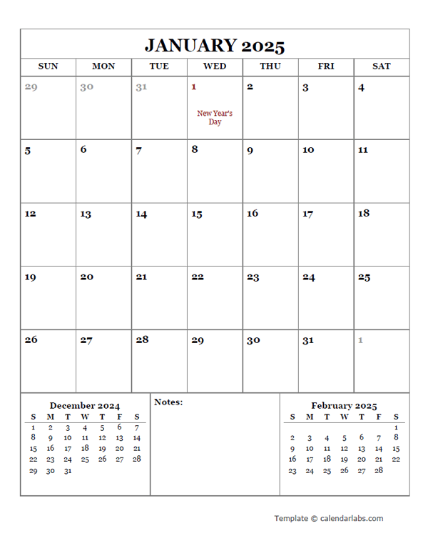2025 Printable Calendar with Netherlands Holidays