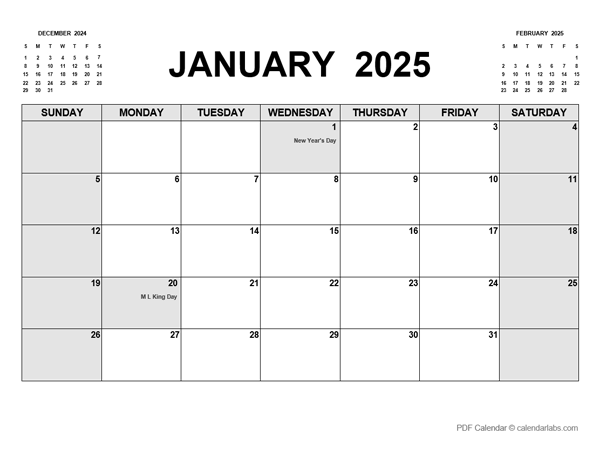 2025 Printable Calendar PDF