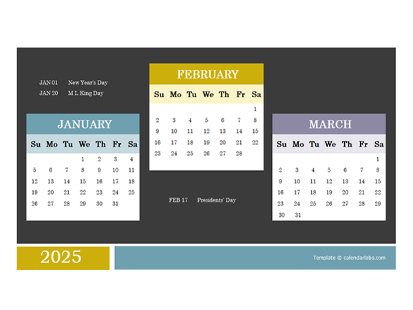 2025 Quarterly Powerpoint Calendar