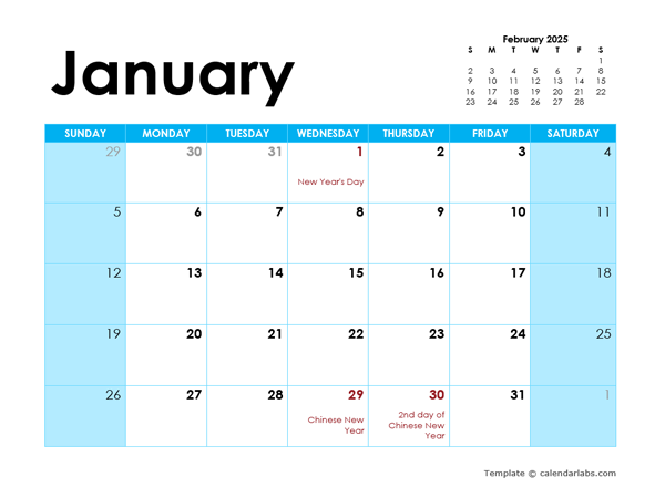 2025 Singapore Monthly Calendar Colorful Design