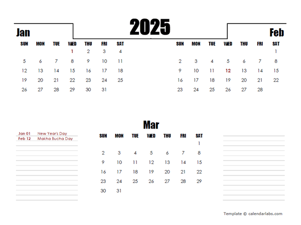 2025 Thailand Quarterly Planner Template