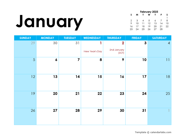2025 UK Monthly Calendar Colorful Design