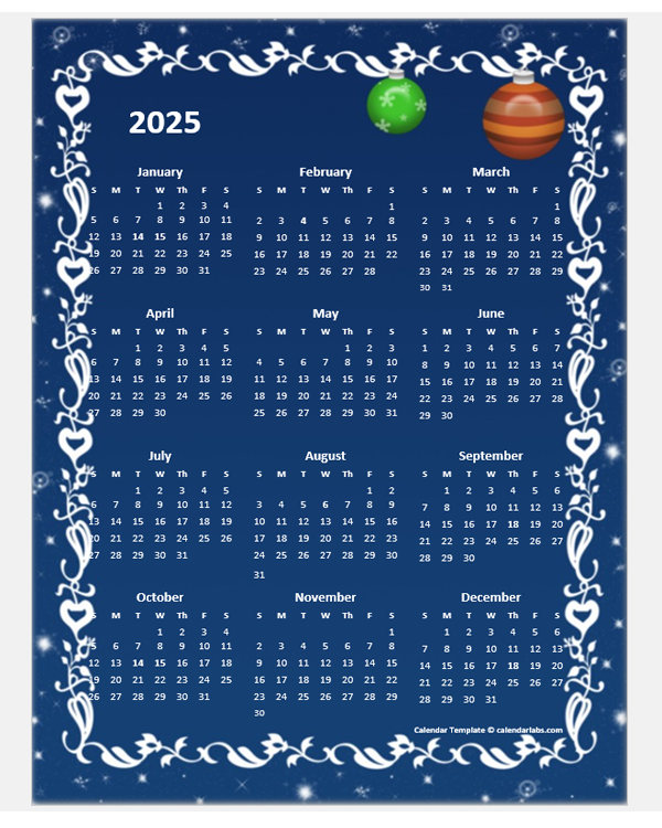 2025 Yearly Calendar Design Template Free Printable Templates