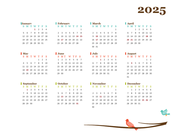 2025 Yearly Canada Calendar Design Template - Free Printable Templates