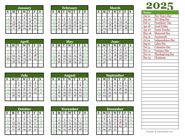 2025 Yearly Large Calendar For Wall