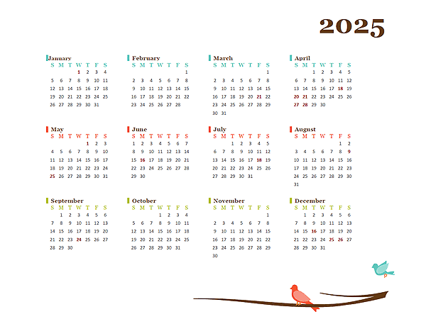 2025 Yearly South Africa Calendar Design Template