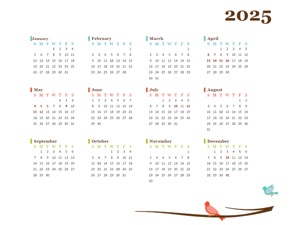 2025 Yearly Thailand Calendar Design Template