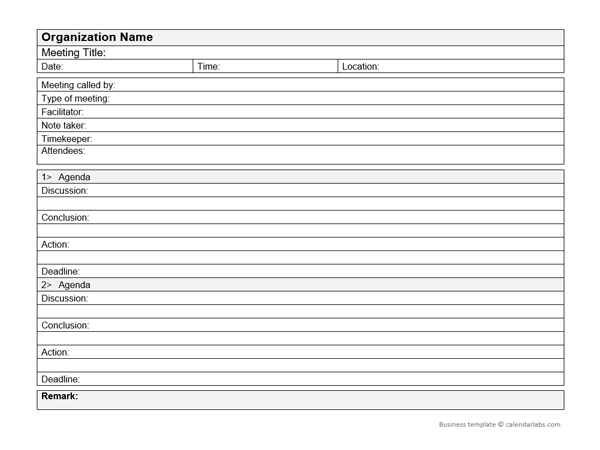 Business Meeting Minutes Templates