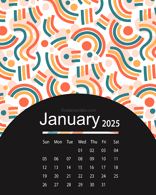 Cute Festive Season 2025 Pattern Calendar