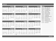 12 Month One Page Calendar Template For 2025